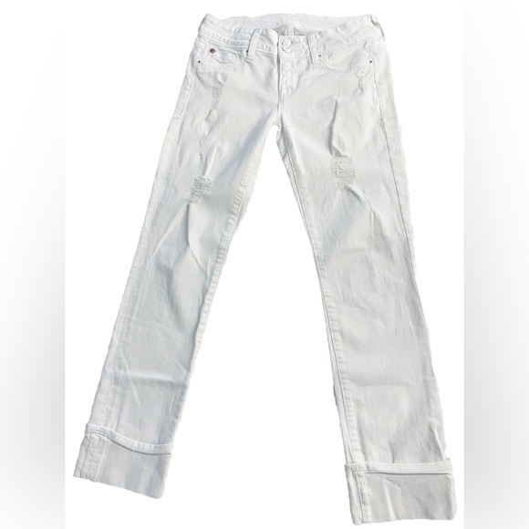 HUDSON Jeans Ginny Crop Straight w Cuff White Denim Pants Womens 26 - Picture 4 of 13